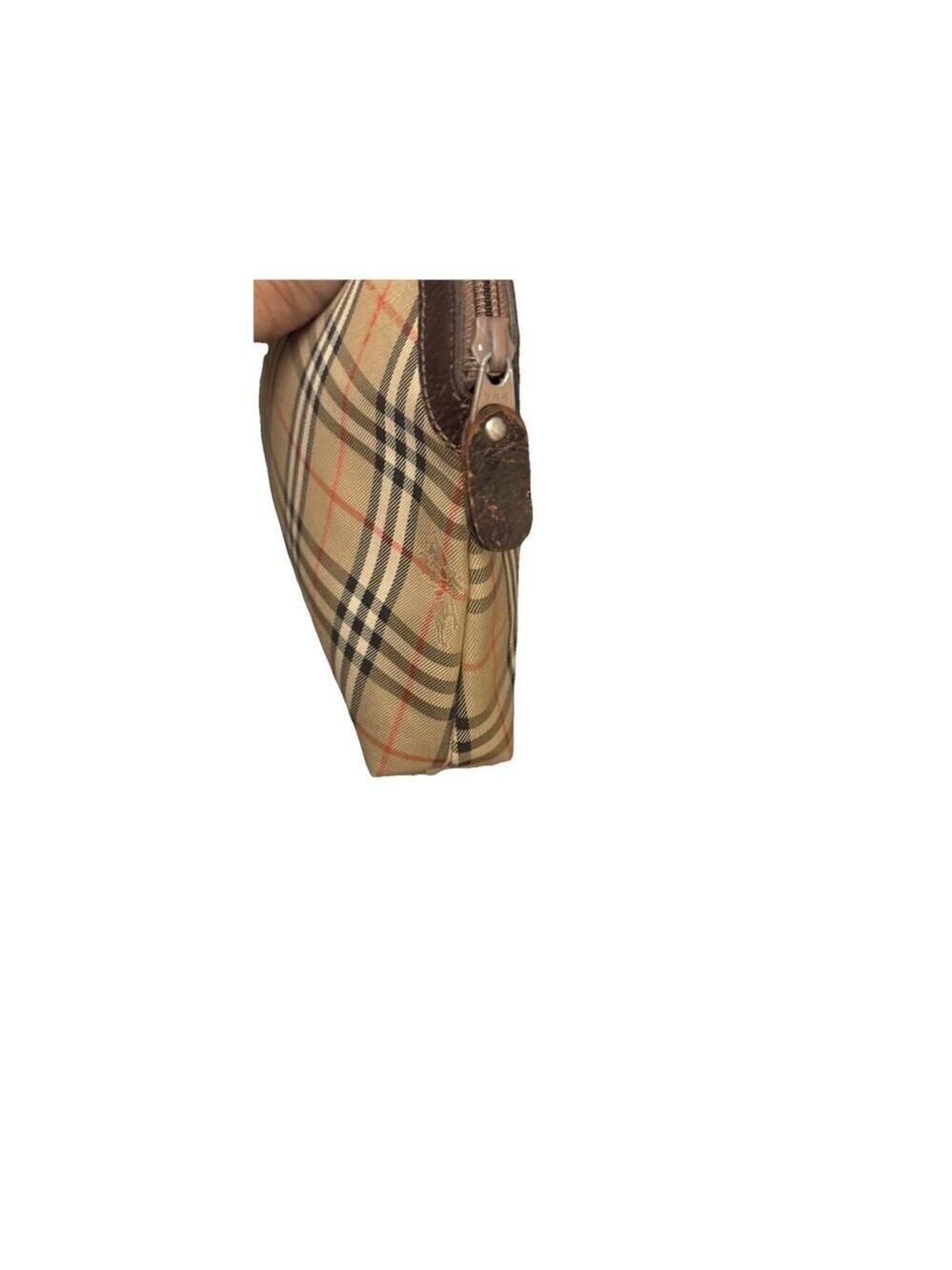 BURBERRY’s Nova Check Beige Canvas Pouch Clutch Vintage - Picture 5 of 11
